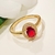 Anel Pedra Zircônia Vermelha c/ Micro Zircônias Cristal banho ouro 18k (AN1154) - comprar online