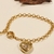 Pulseira Elo Português 18cm c/ coração em micro zircônias cravajadas banho ouro 18k (PUL1123)