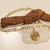 Pulseira Elo Português 18cm pingente Paz banho ouro 18k (PUL1136)