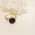 Anel Chuveirinho cravejado Micro Zircônias Negra banho ouro 18k (AN1145)
