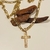 Colar Piastrine Grossa 60cm c/ crucifixo vazado banho ouro 18k (MASC1076)