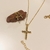 Conjunto Colar 45cm veneziana c/ crucifixo + brinco Ponto de Luz + Pulseira cartier c/ pingentes crucifixo banho Ouro 18k (MIX1091) - L Ó S Semijóias