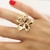Anel Flor Pétalas vazada risque banho Ouro 18k (AN1582)