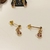 Brinco Bolinha c/ Pingente Pedra Zircônia Rosê Translucida Tarraxa Bebê banho ouro 18k (PQ1493) - comprar online