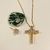 Conjunto 42cm Crucifixo detalhe coração cravejado em micro zircônias e brinco Ponto de Luz banho Ouro 18k (CJ1530) na internet