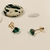 Brinco Peq. Ponto de Luz em Zircônia triangular verde esmeralda banho Ouro 18k (BR1554)