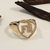 Anel Dedo Mínimo Coração vazado escrita "FÉ" cravejada em micro zircônias banho Ouro 18k (AN1584) - comprar online