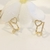 Brinco Peq. 2 fios e coração todo cravejado em Micro zircônias Cristal banho Ouro 18k (BR1634) - comprar online