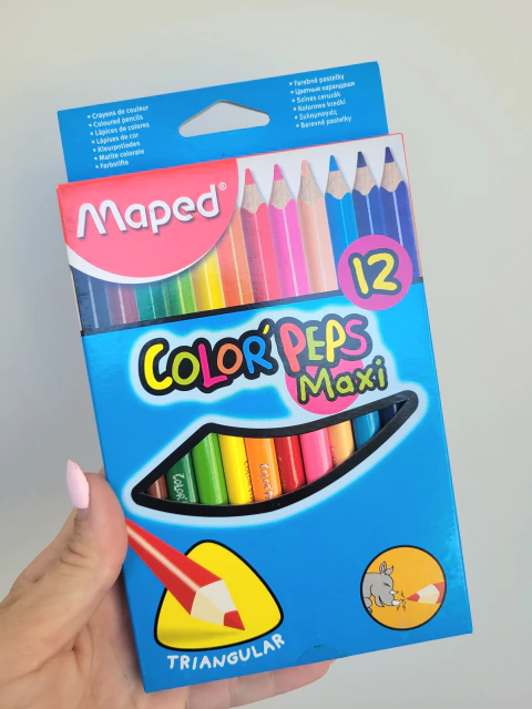 Lápices de Colores Maped Maxi Triangulares Largos x12
