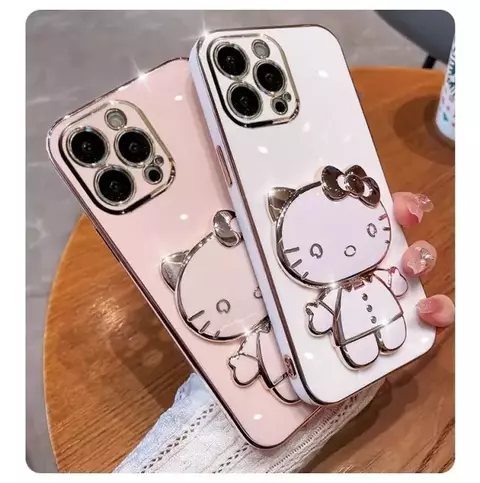 Funda Hello Kitty Con Soporte y Espejo Para IPhone 16 Pro