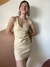 vestido vintage amarelo pastel em tecido sintético
