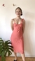 vestido salmão vintage assimétrico