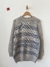blusão listrado de tricot artesanal cinza