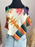 Blusa lenço colorido - flores fundo branco