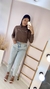 Cropped Manga Longa Estonado Marrom - comprar online