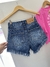 Short azul lavagem media com detalhes lady rock - comprar online