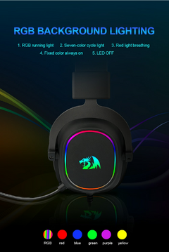 REDRAGON ZEUS X H510 RGB Gaming USB Fone De Ouvido com cancelamento de Ruído, 7 - comprar online
