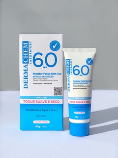Protetor solar facial sem cor FPS60 - Dermachem