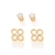 Kit brinco Rommanrl ponto de luz e mini flores folheado a ouro