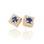 Brinco quadrado rommanel folheado a ouro com zircônias branco e azul