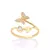 513380 Anel Rommanel skinny ring ajustável folheado a ouro borboletas com zircônias