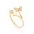 513380 Anel Rommanel skinny ring ajustável folheado a ouro borboletas com zircônias