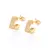526958 Brinco Rommanel folheado a ouro meia argola quadrada com zircônias