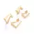 527490 Kit brincos Rommanel folheados a ouro argolas triangulares