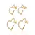 527491 Kit brincos Rommanel folheados a ouro argolas coração com zircônias e rhodium branco