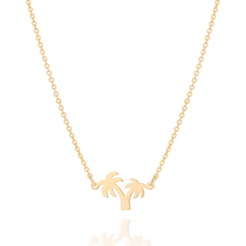 Gargantilha rommanel com pingente coqueiro folheada a ouro