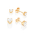 Kit brinco Rommanel coração banhado a ouro 18k com zircônias - tam.único - comprar online