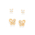 Kit brinco borboleta banhado a ouro 18k com zircônias - tam.único