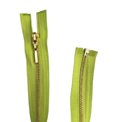 Zíper de metal destacável verde 32,5cm comprimento