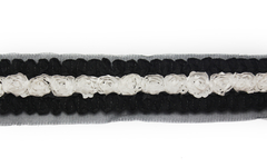 Grega de flor Preto com Branco -Larg 4cm