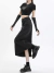 MZVZ black gray denim skirt women - tienda online
