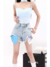 MZVZ American hot girl light blue denim shorts women's - tienda online