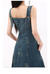 MZVZ retro new Chinese style embroidery suspender denim dress on internet