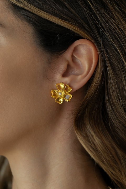 Brinco Floral Amarelo