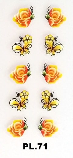 Película de Unha 3D Flor Amarela Delicada PL71 - 10un