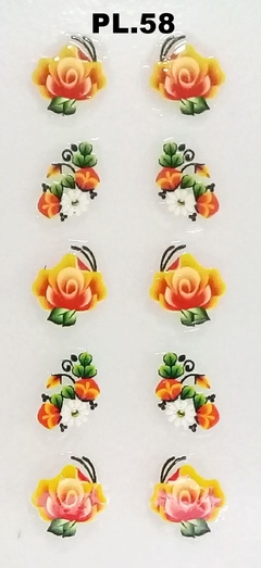 Película de Unha 3D Flor Carga Dupla Laranja PL58 - 10un