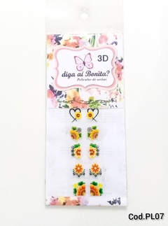 Película de Unha 3D Leque de Flores PL07 - 10un