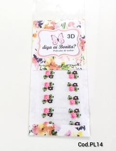 Película de Unha 3D Rosadas PL14 - 10un