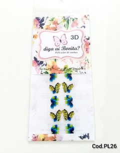 Película de Unha 3D Borboletas PL26- 10un