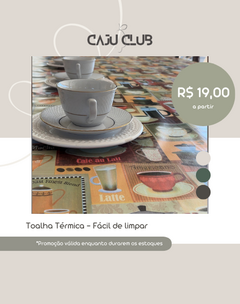 Toalha de Mesa PVC, Térmica, Plástica, Impermeável para 4 lugares 140x140 e 6 lugares 220X140. Estampa CAFÉ RETRÔ