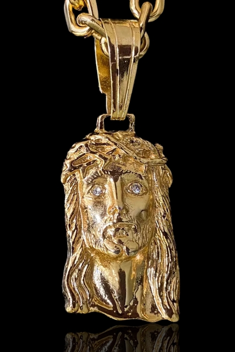 PINGENTE FACE DE CRISTO BANHADO A OURO 18K IDEAL PARA CORRENTES 4MM A 8MM