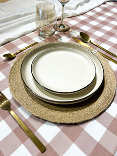 Mantel Antimanchas Cuadros Beige - comprar online