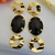 Brinco de placa redondo com pedra banhado a ouro 18k