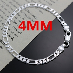 3x1 925 prata cor 4mm corrente para homens mulheres pulseira cola - comprar online