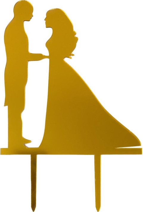 Topo de Bolo Noivos Dourado