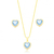 Conjunto Coração Aqua Marinha com Micro Zircônia - Bonita Jóias